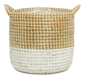 Кашпо плетеное с ручками белое D30 H28
