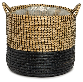 Кашпо плетеное с ручками черное D35 H32