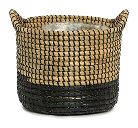 Кашпо плетеное d25 h22 см с ручками черное