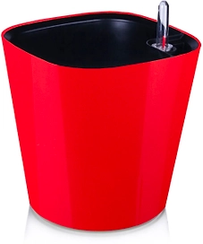 Горшок пластиковый квадратный автополив красный D21 H19