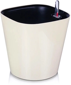 Горшок пластиковый квадратный автополив кремовый D21 H19