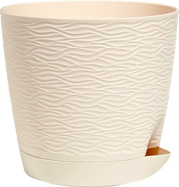 Кашпо с поддоном БЛЮЗ кремовый D14 H13