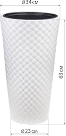 Кашпо тубус IDEA белый ротанг D34 H63