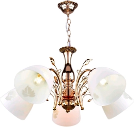 Люстра потолочная 5xE27x60 Вт металлическая золотая 55x55x30 см