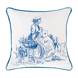 Декоративная подушка Klassika 2.0 белая, синяя 40х40 см