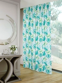 Штора рогожка Монстера зеленая 200х270 см