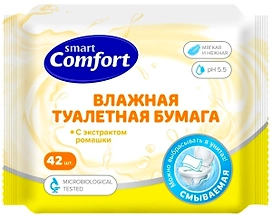 Влажная туалетная бумага биоразлагаемая COMFORT SMRO гигиена 42 шт