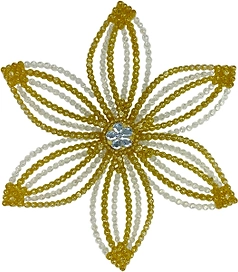 Ёлочная игрушка Снежинка EDEL 00-3 эдельвейс золотая/прозрачная 120x40 мм