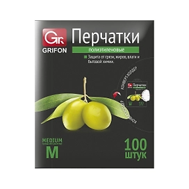 Перчатки полиэтиленовые Grifon, размер M, 100 шт