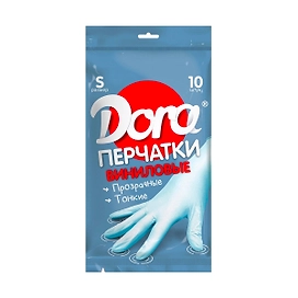 Перчатки виниловые Dora, размер S, 10 шт
