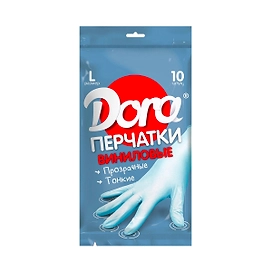 Перчатки виниловые Dora, размер L, 10 шт