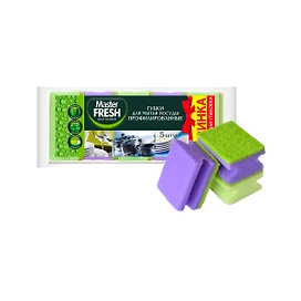 Губки для мытья посуды Mr. Fresh профилированные, яркие цвета, 5 шт.