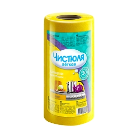 Салфетки в рулоне Чистюля многоразовые из вискозы, 30 шт