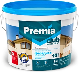 Краска фасадная силиконизированная PREMIA CLUB белая база А ведро 9 л