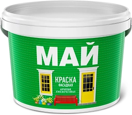Краска фасадная атмосферостойкая МАЙ белая ведро 2,5 кг