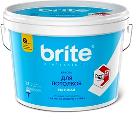Краска для потолков матовая BRITE PROFESSIONAL белая база А банка 2,7 л