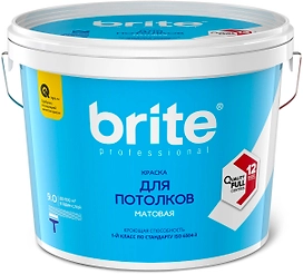Краска для потолков матовая BRITE PROFESSIONAL белая база А ведро 9 л