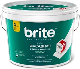 Краска фасадная силиконизированная BRITE PROFESSIONA белая база А ведро 2,7 л