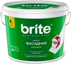 Краска фасадная силиконизированная BRITE PROFESSIONA белая база А ведро 9 л
