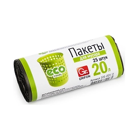 Пакеты для мусора Grifon в рулоне 20 л, черный, 25 шт