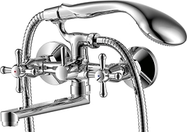 Смеситель для ванны ARGO DOM 222 с душевым гарнитуром, поворотный излив 12,9 см