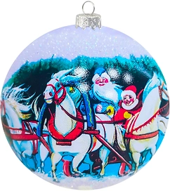 Новогодний шар Коломеев Тройка зимняя серия ВС 10 см в подарочной упаковке