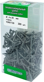 Саморез по дереву Европартнер антикорр., TORX 20, 4X25, + бита, 300 шт