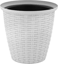 Кашпо Rattan D 210мм/4,5 л с внутренним горшком 2,25 л Утренний туман