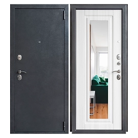 Дверь металлическая Дверной Континент ДК70 зеркало, бел.сандал 86х205 см, левая