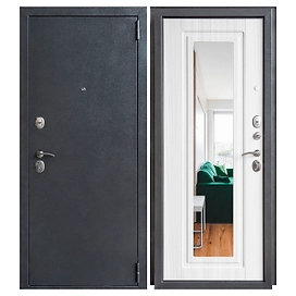 Дверь металлическая Дверной Континент ДК70 зеркало, бел.сандал 86х205 см, правая