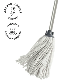 Швабра Home Queen для пола веревочная L, серый