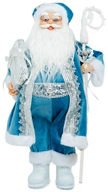 Дед Мороз в голубой шубке с подарками и посохом 53 см