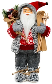 Дед Мороз с лыжами и подарками 30 см