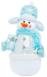 Снеговик 40 см полиэстер и пенопласт в полибеге золотой и серебрянный в ассорт.