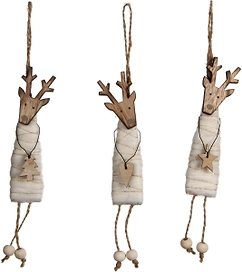 Ёлочная игрушка House of Seasons олень белый 16 см 3 вида в ассортименте