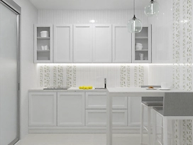 Керамическая плитка настенная Azori Sicilia Листья белый 63х31,5 см