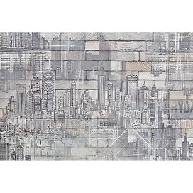 Виниловые обои PALITRA Manhattan 1,06х10,05 м, белый с рисунком