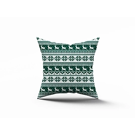 Подушка Ле-Гранд с принтом Праздничная, олени 40х40 см, зеленая