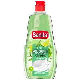Средство для мытья посуды Sanita универсальное Матча и лайм, 450 мл