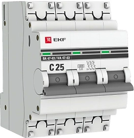 Автомат трехполюсный EKF PROX 3P 25А С