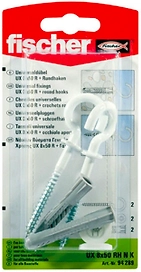 Дюбель универсальный распорный Fischer UX 8x50 мм с круглым крюком 2 шт