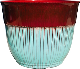 Кашпо d38,1 см пластиковое античное светло-синее