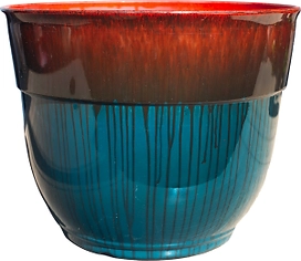 Кашпо d32,8 см пластиковое античное синее