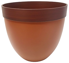 Кашпо 30 см пластиковое с ободом оранжевое