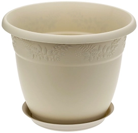 Кашпо IDEA РЯБИНА d13 см 0,8 л полипропиленовое бежевое с поддоном