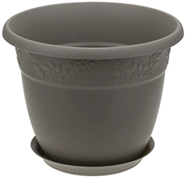 Кашпо IDEA РЯБИНА d13 см 0,8 л полипропиленовое серое с поддоном