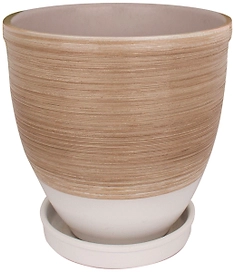 Горшок GARDEN SHOW Танго d15,6 см 1,8 л керамический бежевый с поддоном