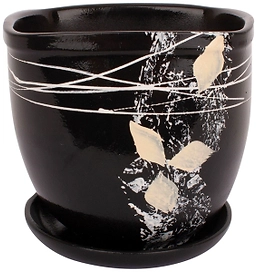 Горшок GARDEN SHOW Элегия d15,6 см 1,8 л керамический черный с поддоном