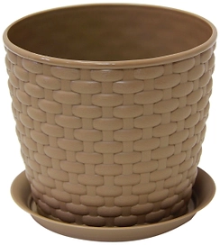 Кашпо IDEA Ротанг d13,5 см 1 л  полипропиленовое бежевое с поддоном