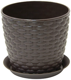 Кашпо IDEA Ротанг d13,5 см 1 л полипропиленовое коричневое с поддоном
